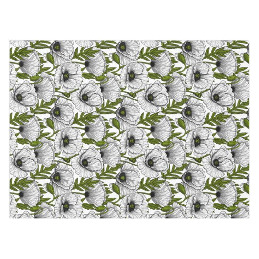 Witte papaver op wit tafelkleed (Voorkant (Horizontaal))