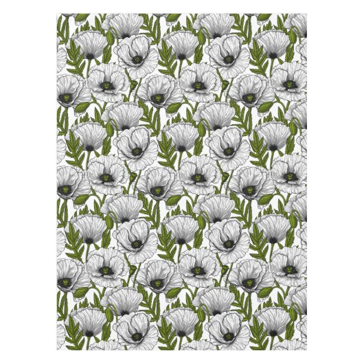 Witte papaver op wit tafelkleed (Voorkant)