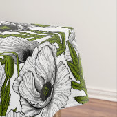 Witte papaver op wit tafelkleed (Voorbeeld)