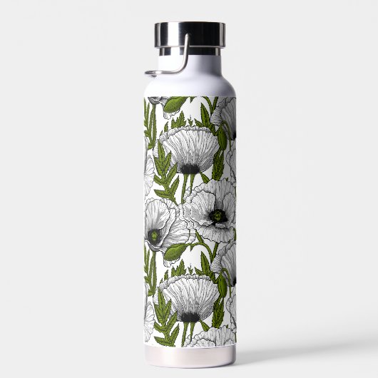 Witte papaver op wit waterfles (Rechts)