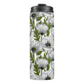 Witte papaver op witte thermische tumbler thermosbeker (Voorkant)