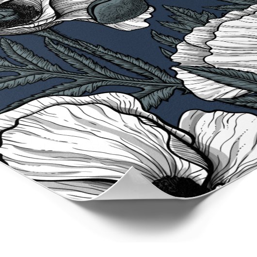 Witte papaver poster (Hoek)