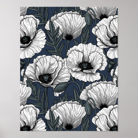 Witte papaver poster (Voorkant)