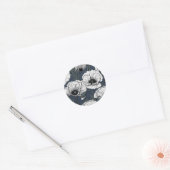 Witte papaver ronde sticker (Envelop)