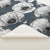Witte papaver sherpa deken (3/4)