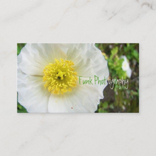 Witte papaver van boven visitekaartje (Voorkant)