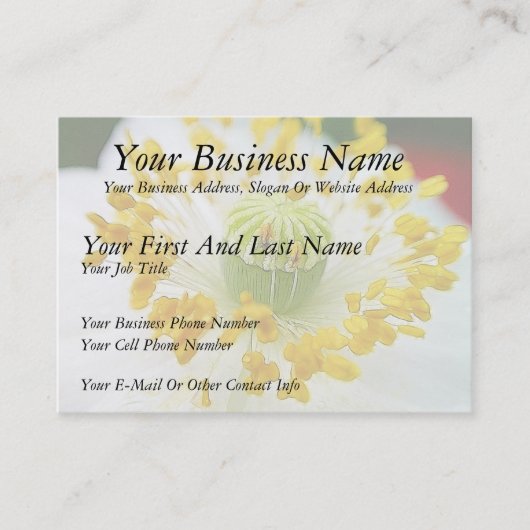 Witte papaver visitekaartje (Voorkant)