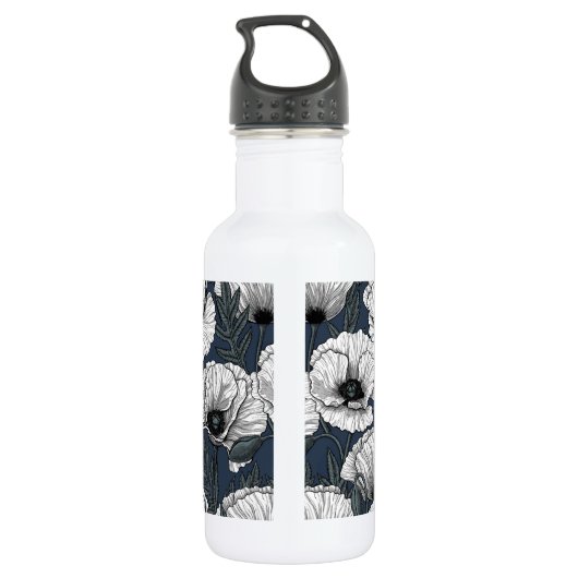 Witte papaver waterfles (Achterkant)