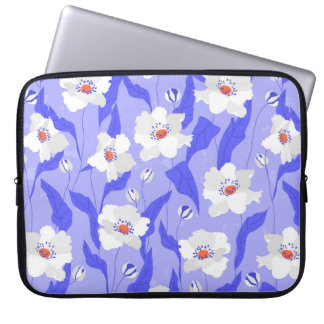 Witte papaverbloemen naadloos. Mooie ha Laptop Sleeve