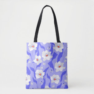 Witte papaverbloemen naadloos. Mooie ha Tote Bag