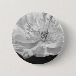 Witte papaverfoto ronde button 5,7 cm