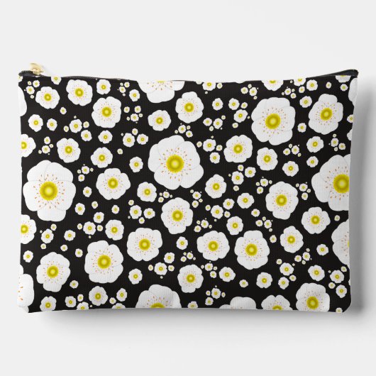 Witte papavers grote rits zakje etui (Voorkant)