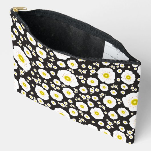 Witte papavers grote rits zakje etui (Open)