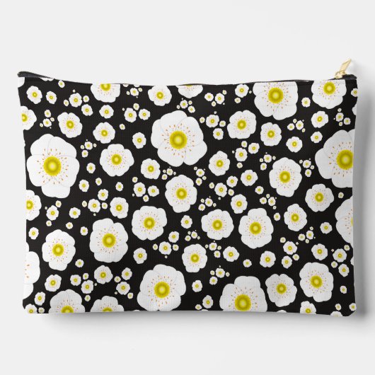 Witte papavers grote rits zakje etui (Achterkant)