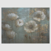 Witte papavers met Blauwgroen ontkoppeling Tissuepapier (Voorkant)