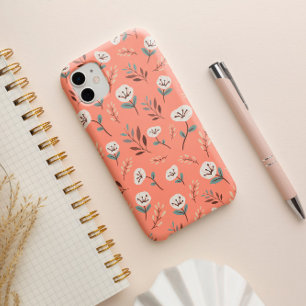 Witte papavers op vet rood Hoesje