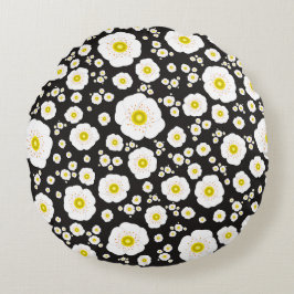 Witte papavers rond Sierkussen Rond Kussen