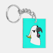 Witte papegaai met grappige tekst sleutelhanger (Voorkant Links)