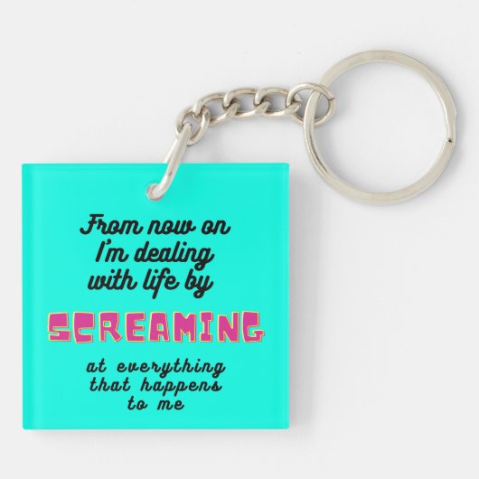 Witte papegaai met grappige tekst sleutelhanger (Achterkant)