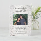 Witte Papier Berk Boom Schors Rustieke Houten Brui Kaart (Staand voorkant)