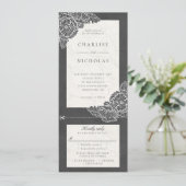 Witte paprika's grijze bruine bruiloft kaart (Staand voorkant)