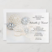 Witte Parel Diamanten Knopen Post Trouw Brunch Kaart (Voorkant)