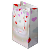 Witte Parel Effect met harten  Klein Cadeauzakje (Achterkant Gekanteld)