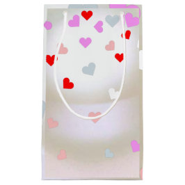 Witte Parel Effect met harten  Klein Cadeauzakje