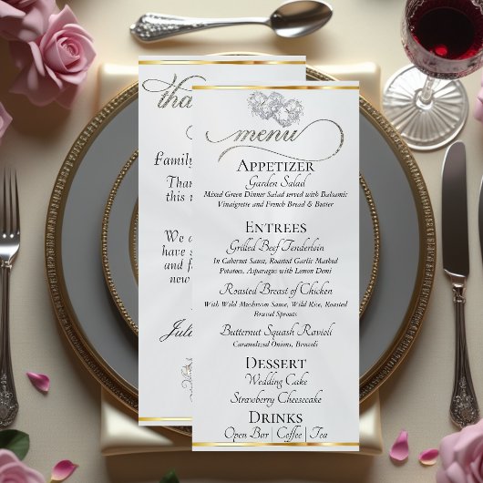 Witte Parel/Zilver - Harten & Dank U Menu