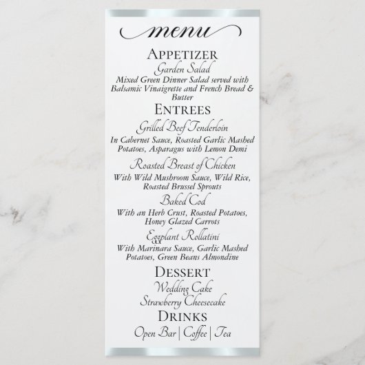 Witte Parel/Zilver - Monogram & Dank U Menu (Voorkant)