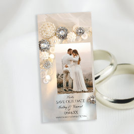 Witte pareldiamant Buttonnen Weddenschap Save the Date
