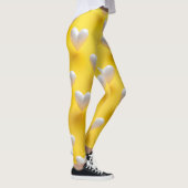 Witte parelharten op geel leggings (Rechts)