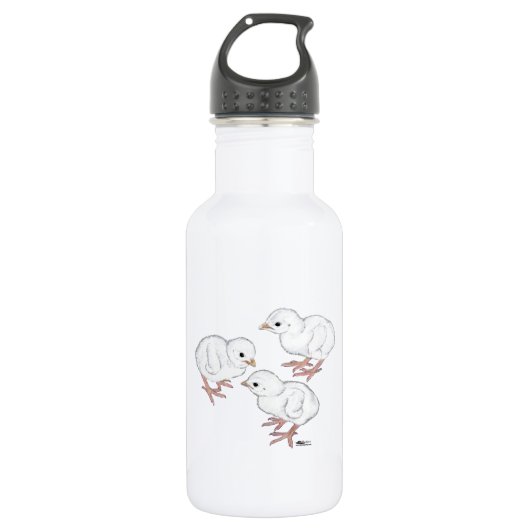 Witte Parelhoenkuikens Waterfles (Voorkant)