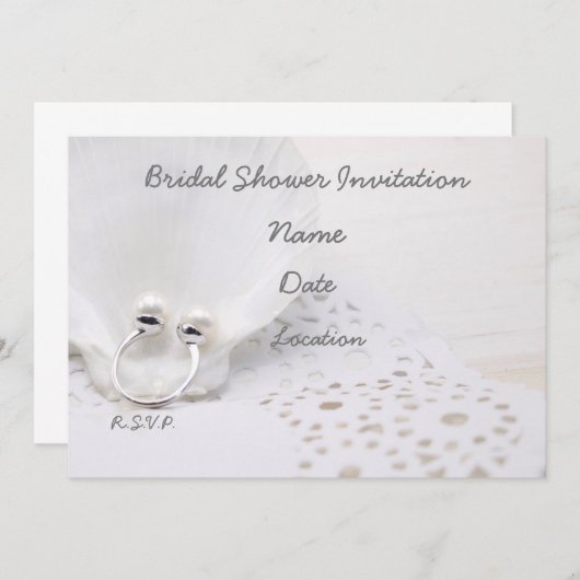 Witte parelring op witte Vrijgezellenfeest Kaart (Voorkant / Achterkant)