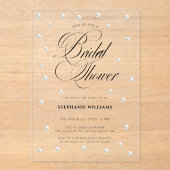 Witte Parels Bruidsfeest Acryl Uitnodigingen (Voorkant)