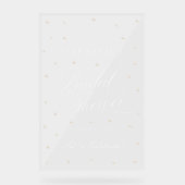 Witte Parels Bruidsfeest Ontvangst Acrylaat Bord (Voorkant)