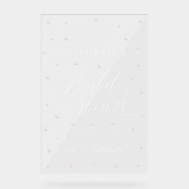 Witte Parels Bruidsfeest Ontvangst Acrylaat Bord