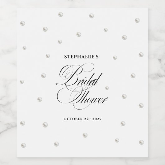 Witte Parels Bruidsfeest Wijn Etiket (Enkel label)