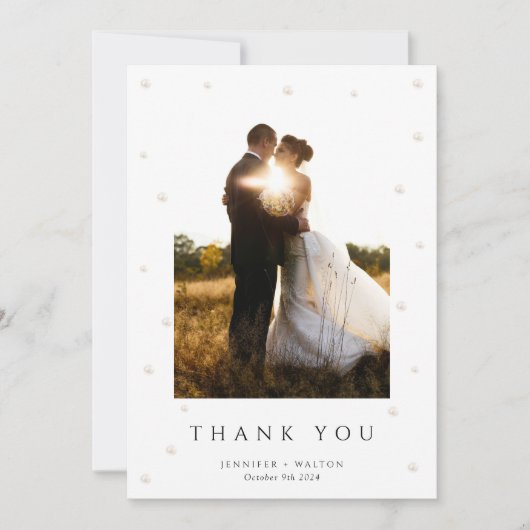 Witte parels bruiloft dank u kaart (Voorkant)