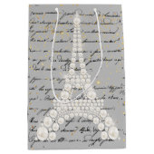 Witte Parels Eiffeltoren Midden Cadeaubagage Medium Cadeauzakje (Voorkant)