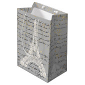Witte Parels Eiffeltoren Midden Cadeaubagage Medium Cadeauzakje (Voorkant Gekanteld)