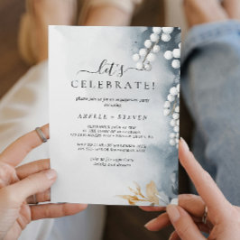 Witte Parels en Bloemen Verlovingsfeest Kaart