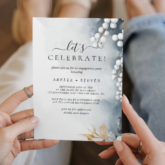 Witte Parels en Bloemen Verlovingsfeest Kaart