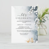 Witte Parels en Bloemen Verlovingsfeest Kaart (Staand voorkant)