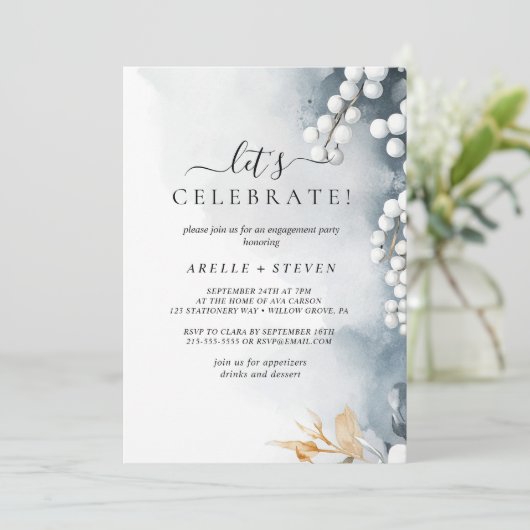 Witte Parels en Bloemen Verlovingsfeest Kaart (Staand voorkant)