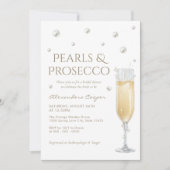 Witte parels en Prosecco Vrijgezellenfeest Kaart (Voorkant)