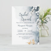 Witte parels in bloemenbruidsbrunch kaart (Staand voorkant)