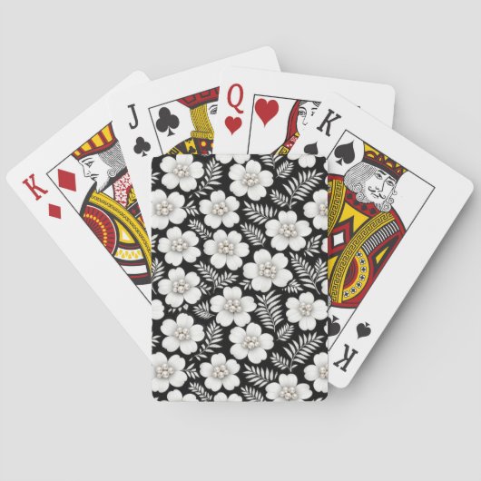 Witte parels in bloempatroon pokerkaarten (Achterkant)