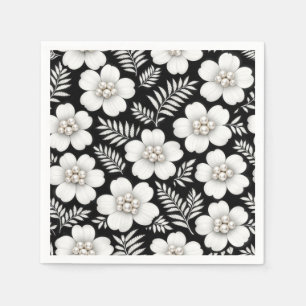 Witte parels in bloempatroon servet