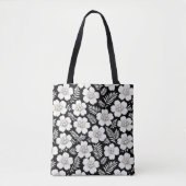 Witte parels in bloempatroon tote bag (Voorkant)